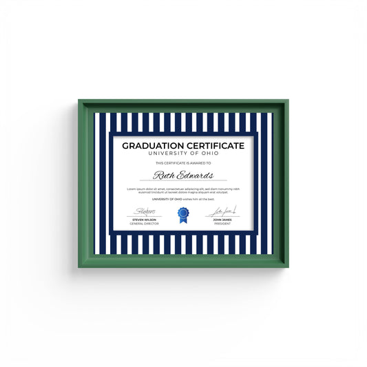 Medium Stripes Photo Mount - mount for picture frame for graduation certificates - green frame - wall hanging - Coeur et Maman