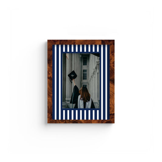 Medium Stripes Photo Mount - custom photo mat for framing graduation certificates - burlwood frame - wall hanging - Coeur et Maman