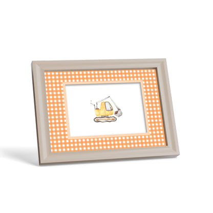 Gingham Photo Mount - custom photo mat for framing - cream frame - surface leaning - Coeur et Maman