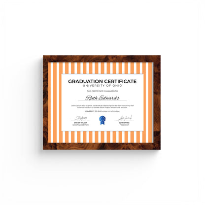 Medium Stripes Photo Mount - custom photo mat for framing graduation certificates - burlwood frame - wall hanging - Coeur et Maman