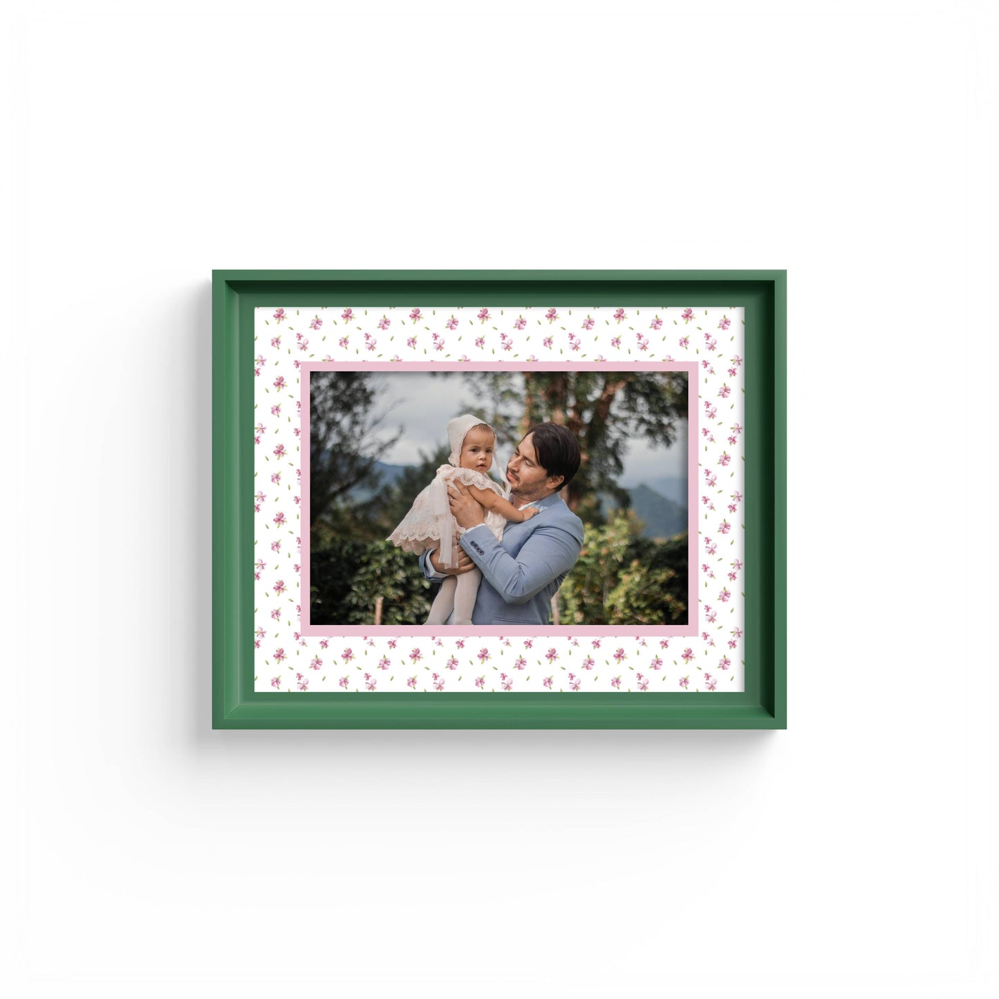 Floral Photo Mount - mount for picture frame - green frame - wall hanging - Coeur et Maman