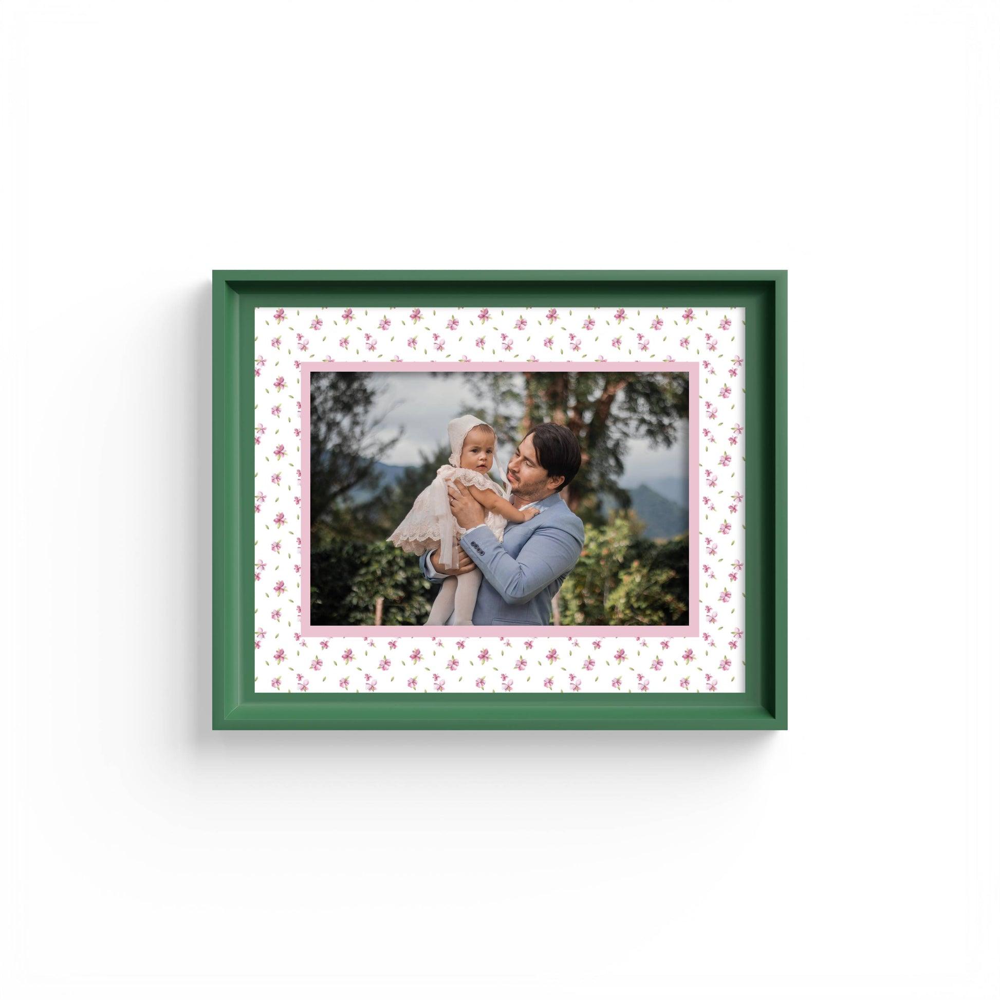 Floral Photo Mount - mount for picture frame - green frame - wall hanging - Coeur et Maman