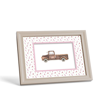 Floral Photo Mount - custom photo mat for framing - cream frame - surface leaning - Coeur et Maman