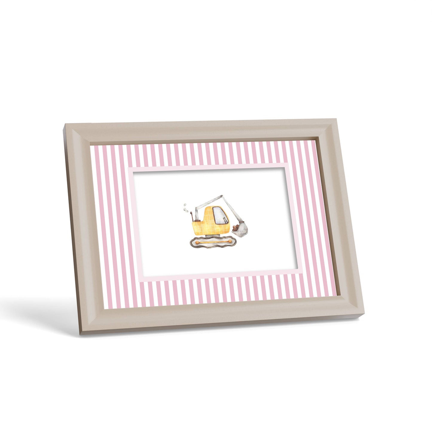Small Stripes Photo Mount - custom photo mat for framing - cream frame - surface leaning - Coeur et Maman