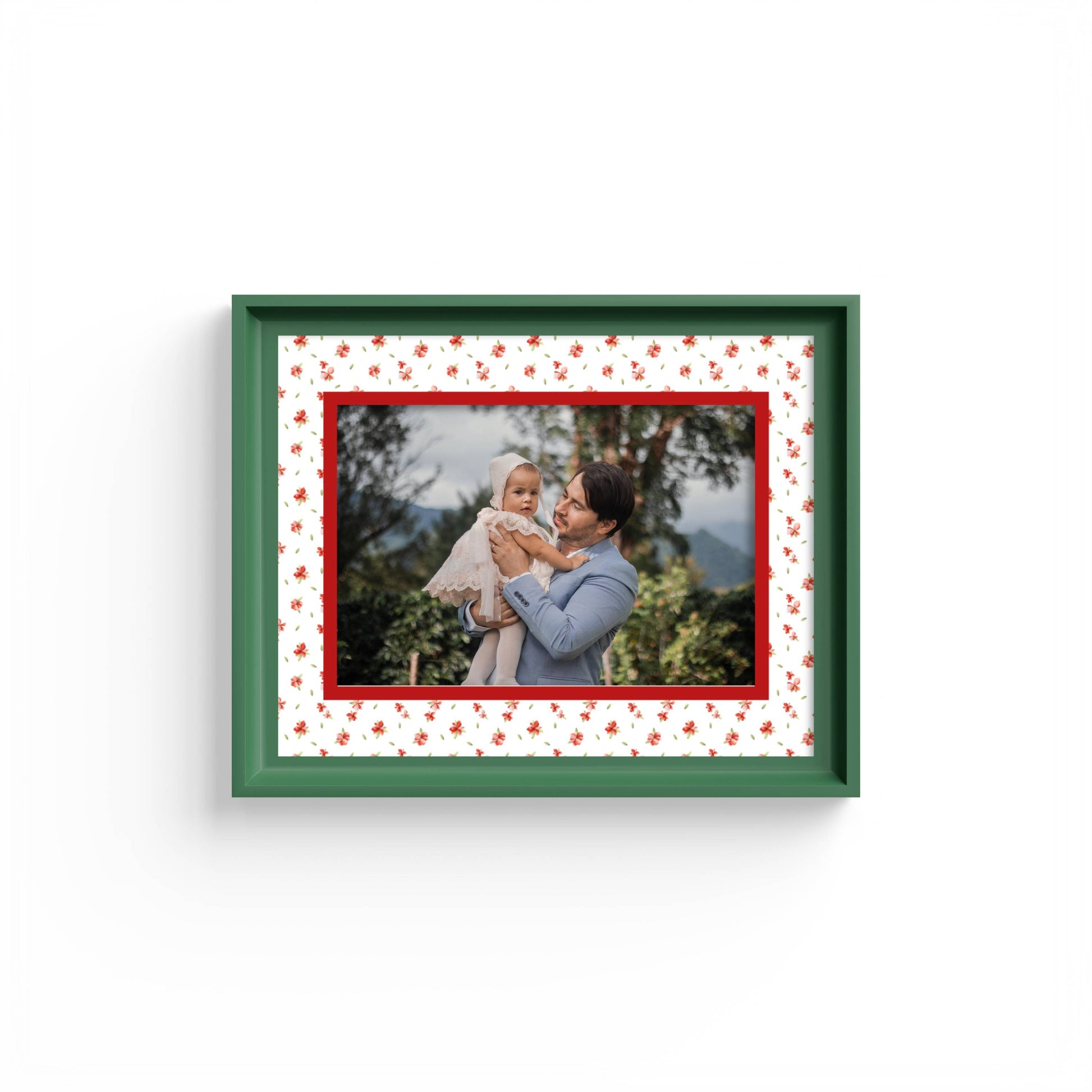 Floral Photo Mount - mount for picture frame - green frame - wall hanging - Coeur et Maman