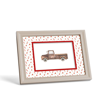 Floral Photo Mount - custom photo mat for framing - cream frame - surface leaning - Coeur et Maman