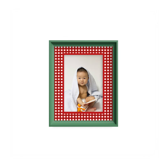 Gingham Photo Mount - mount for picture frame - green frame - wall hanging - Coeur et Maman