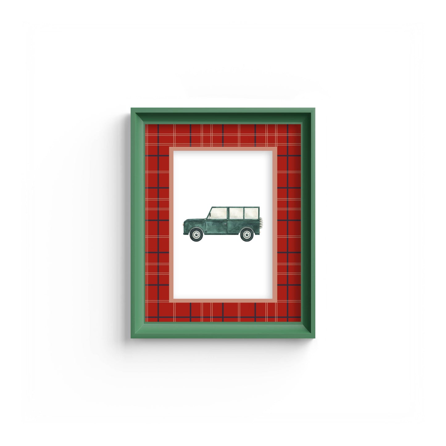 Tartan Photo Mount - mount for picture frame - green frame - wall hanging - Coeur et Maman