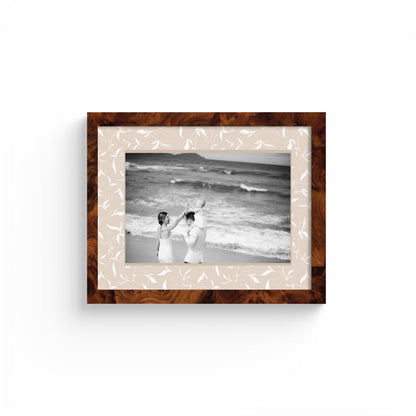 Botanical Photo Mount - custom photo mat for framing christening photos - modern christening gifts - burlwood frame - wall hanging - Coeur et Maman