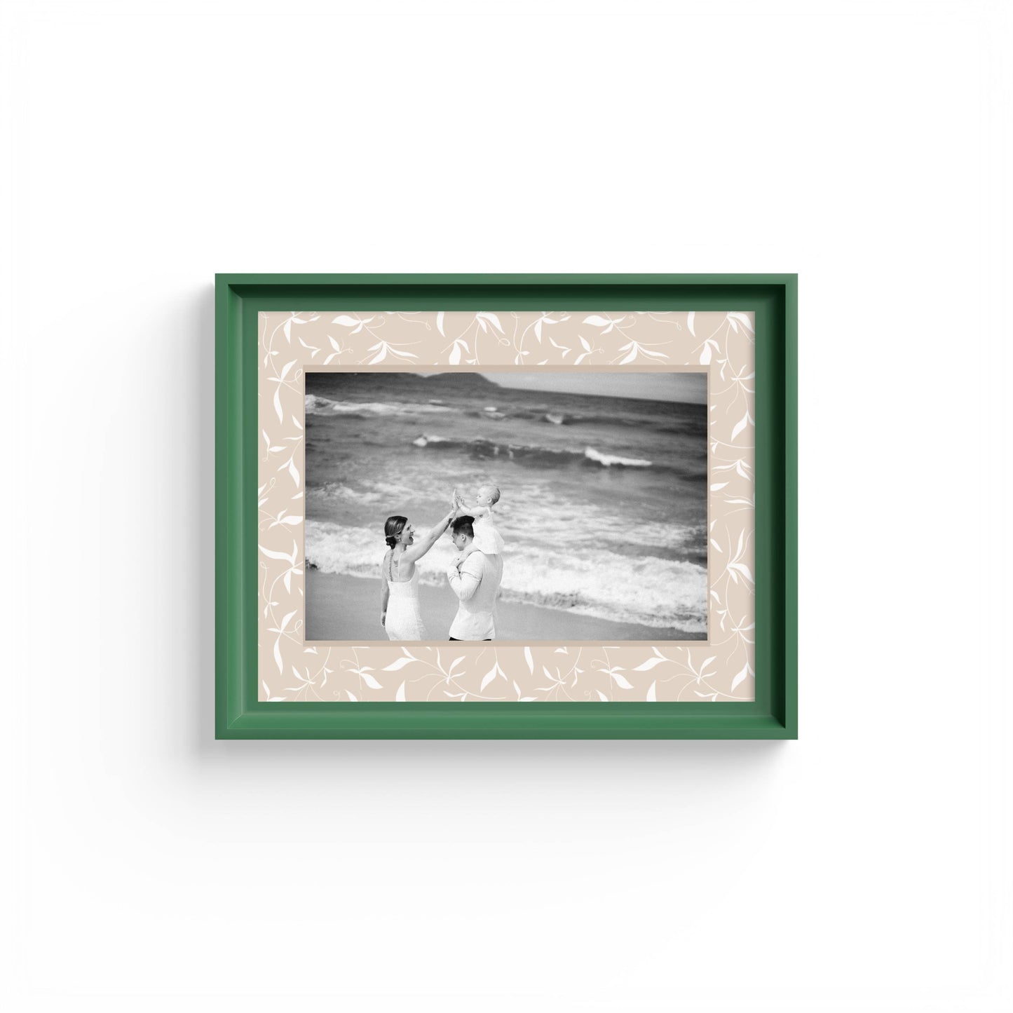 Botanical Photo Mount - mount for picture frame for christening photos -modern christenings gifts -green frame - wall hanging - Coeur et Maman