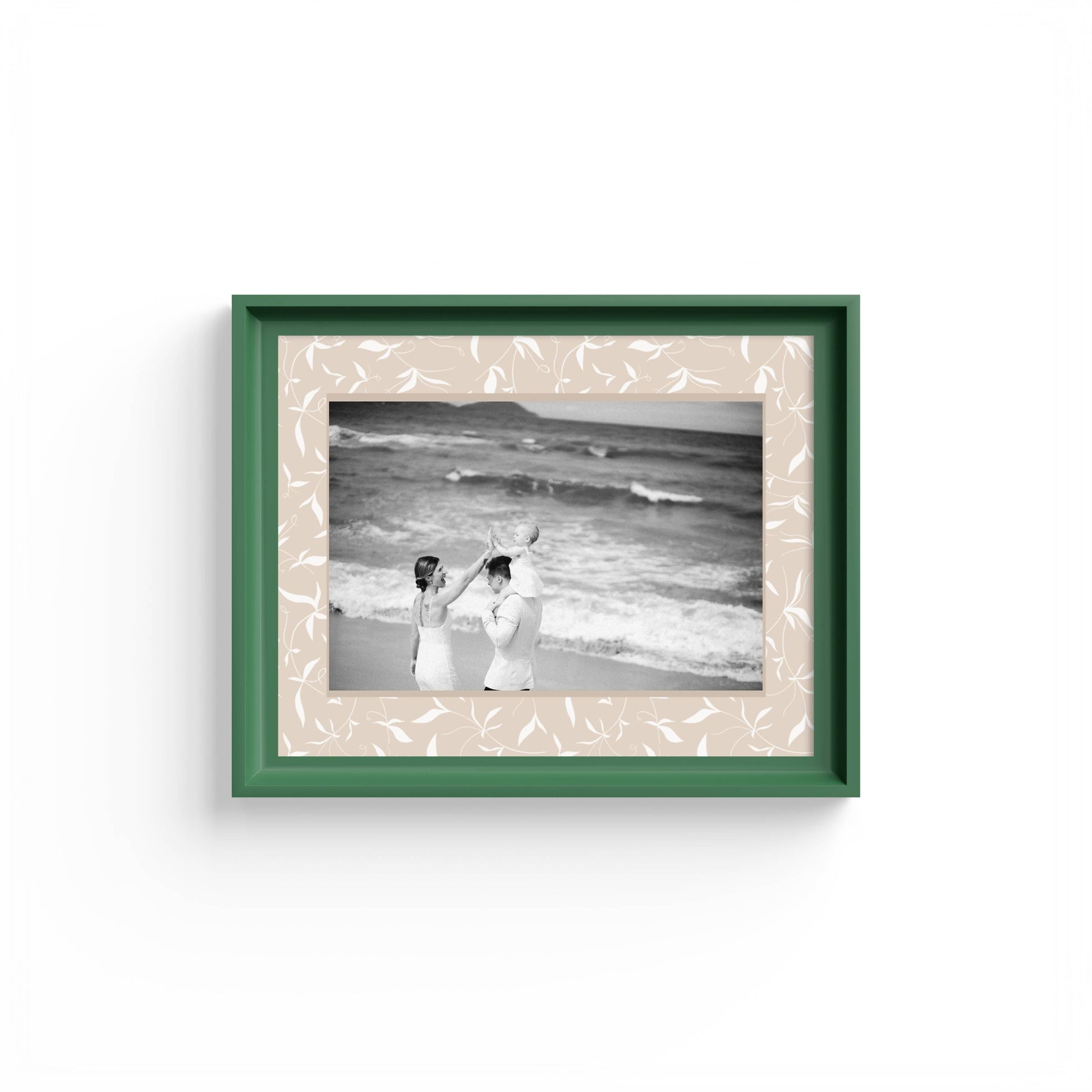 Botanical Photo Mount - mount for picture frame for christening photos -modern christenings gifts -green frame - wall hanging - Coeur et Maman