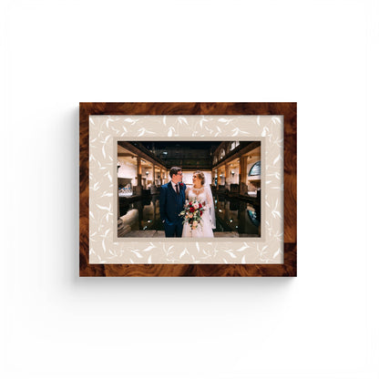 Botanical Photo Mount - custom photo mat for framing christening photos - modern christening gifts - burlwood frame - wall hanging - Coeur et Maman
