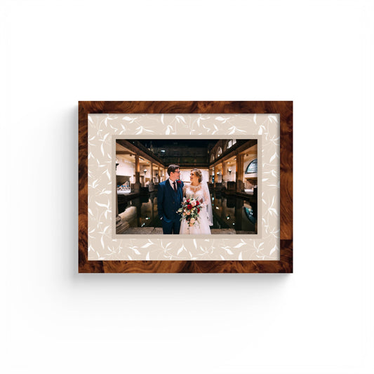 Botanical Photo Mount - custom photo mat for framing christening photos - modern christening gifts - burlwood frame - wall hanging - Coeur et Maman