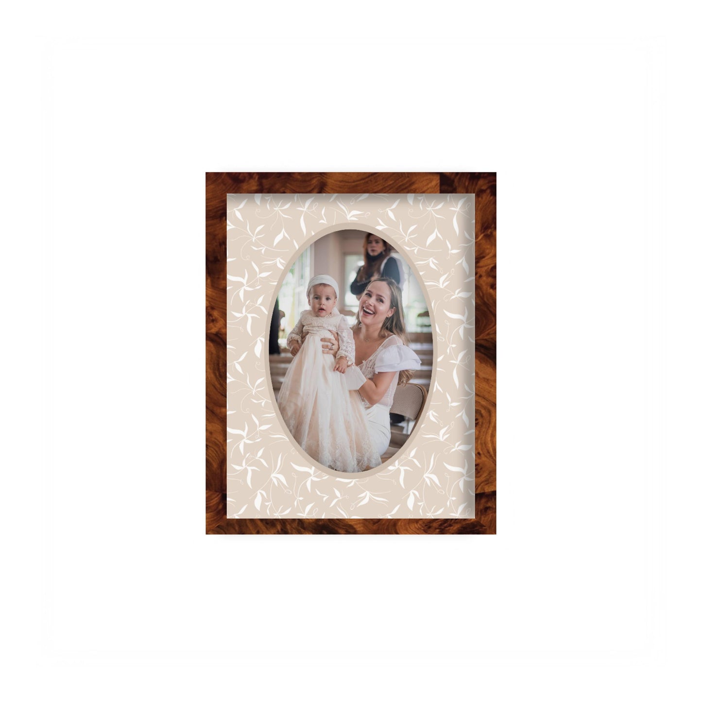 Botanical Photo Mount - custom photo mat for framing christening photos - modern christening gifts - burlwood frame - wall hanging - Coeur et Maman