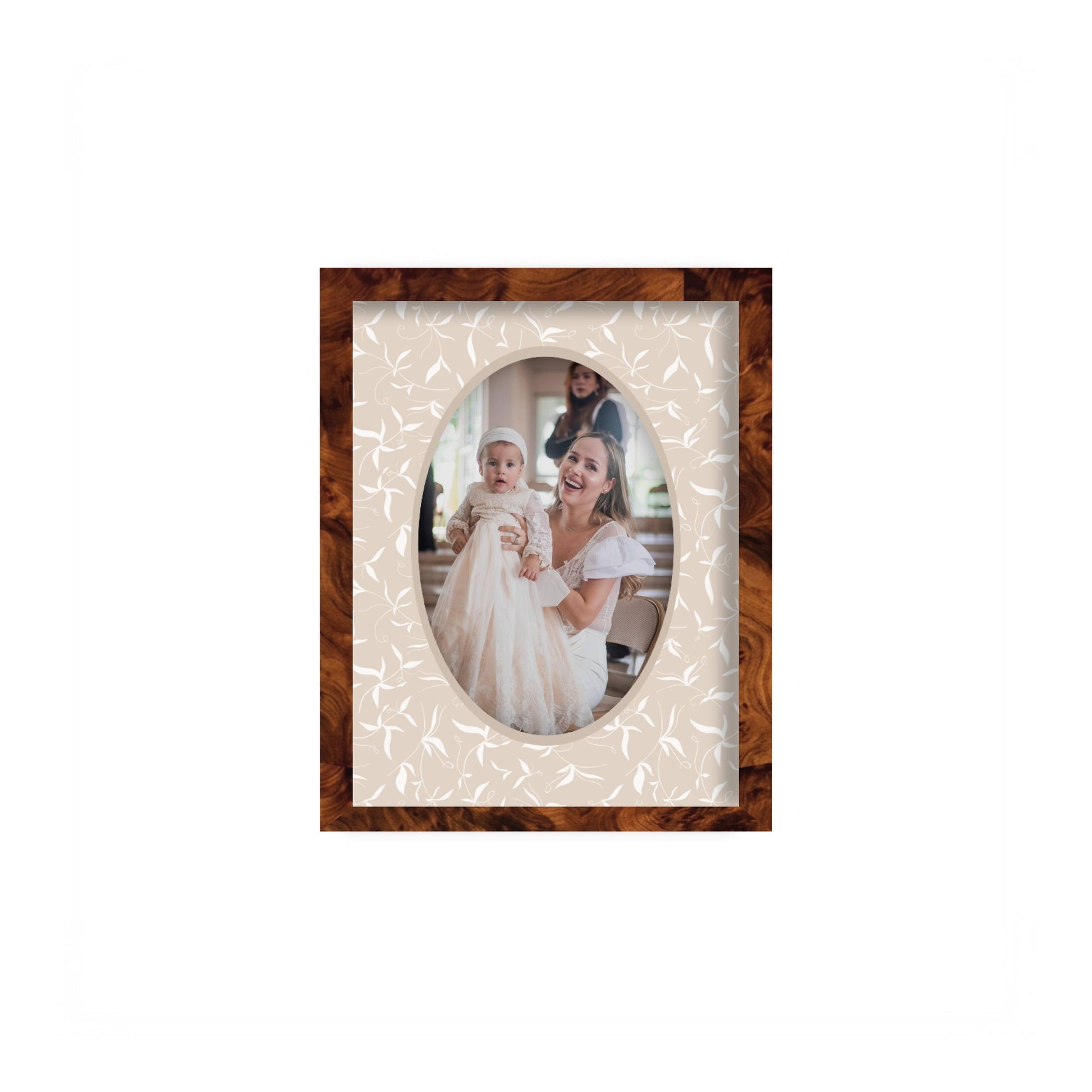Botanical Photo Mount - custom photo mat for framing christening photos - modern christening gifts - burlwood frame - wall hanging - Coeur et Maman