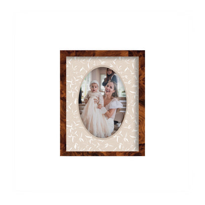 Botanical Photo Mount - custom photo mat for framing christening photos - modern christening gifts - burlwood frame - wall hanging - Coeur et Maman