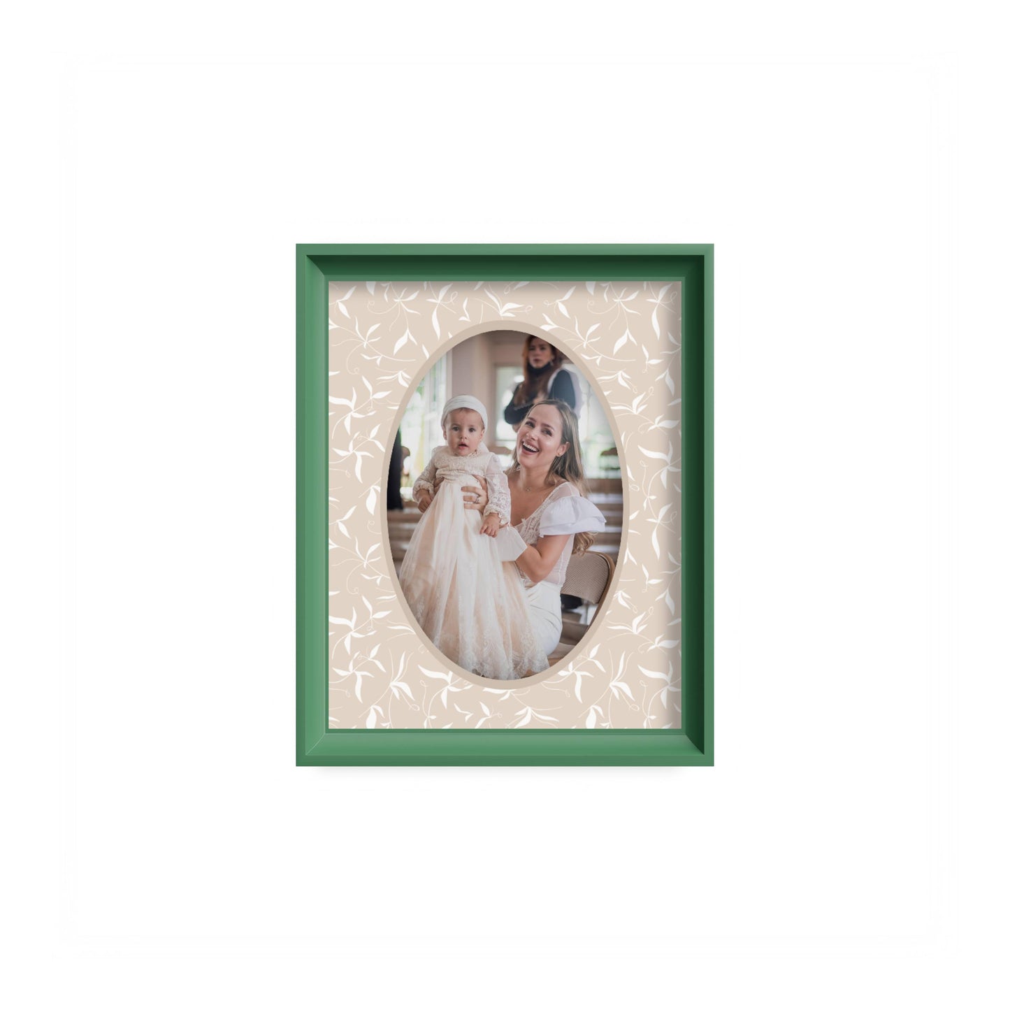 Botanical Photo Mount - mount for picture frame for christening photos -modern christenings gifts -green frame - wall hanging - Coeur et Maman