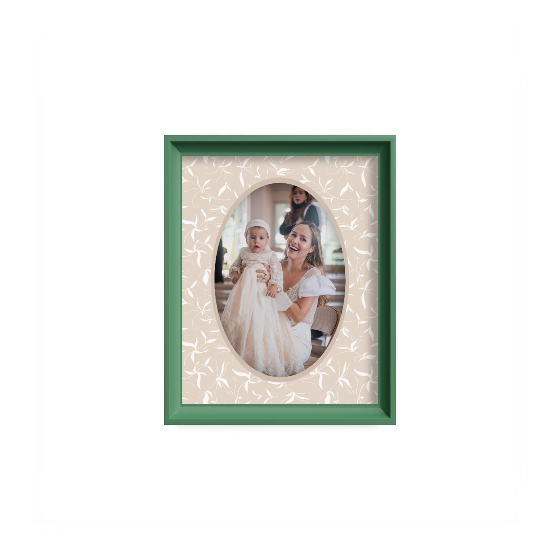Botanical Photo Mount - mount for picture frame for christening photos -modern christenings gifts -green frame - wall hanging - Coeur et Maman