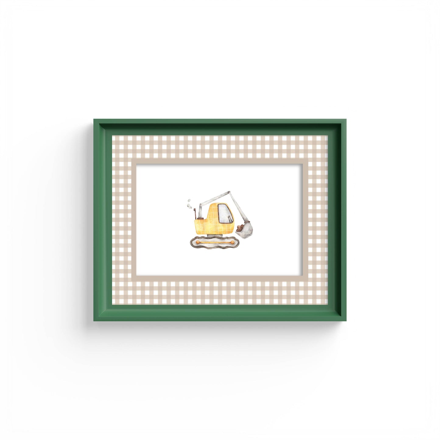 Gingham Photo Mount - mount for picture frame for christening photos -modern christenings gifts -green frame - wall hanging - Coeur et Maman