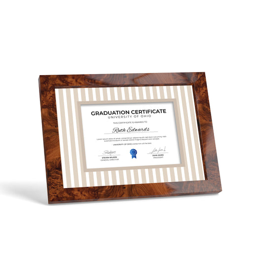 Graduation Photo Mount - Taupe Medium Stripes