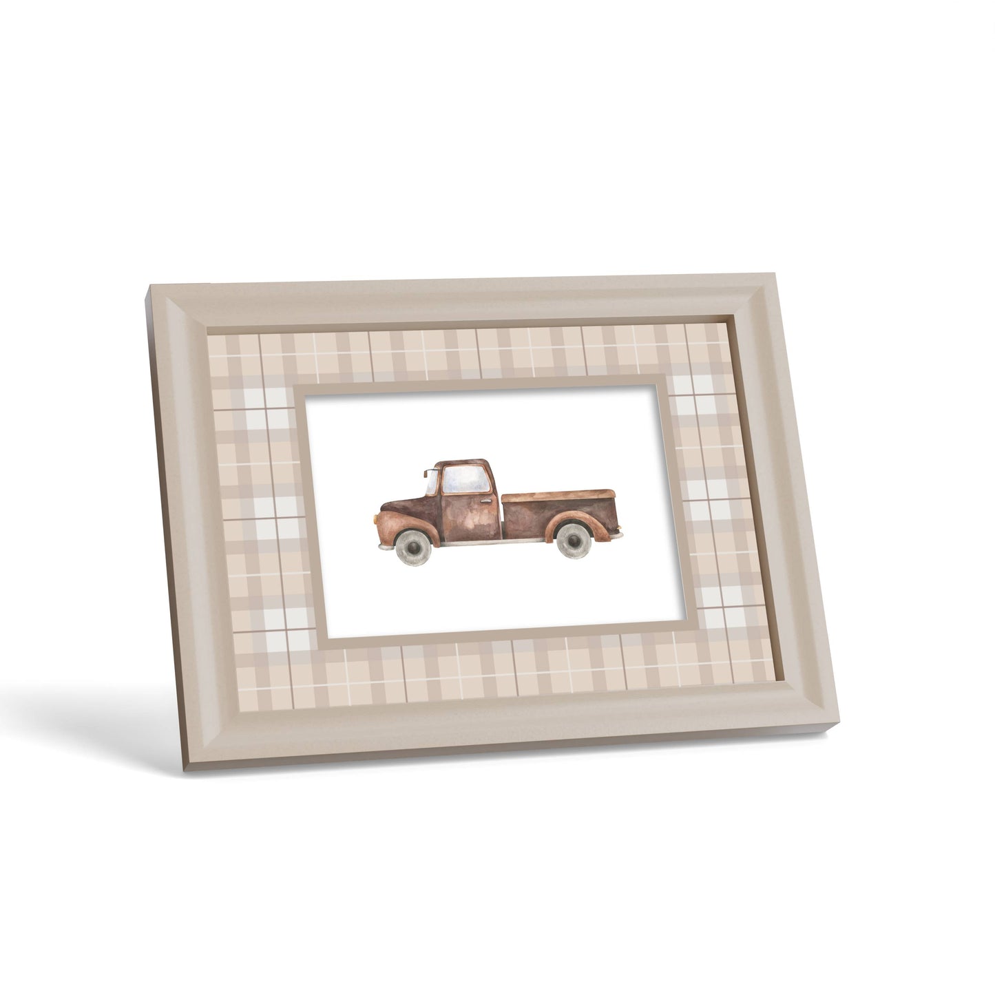 Campbell of Cawdor Tartan Photo Mount - custom photo mat for framing - cream frame - surface leaning - Coeur et Maman