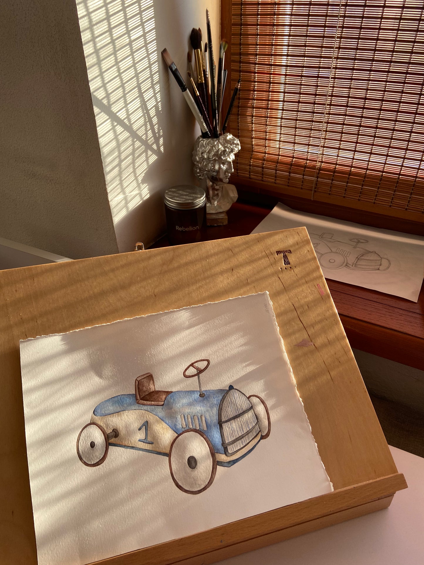 Vintage Race Car Nursery Art Print