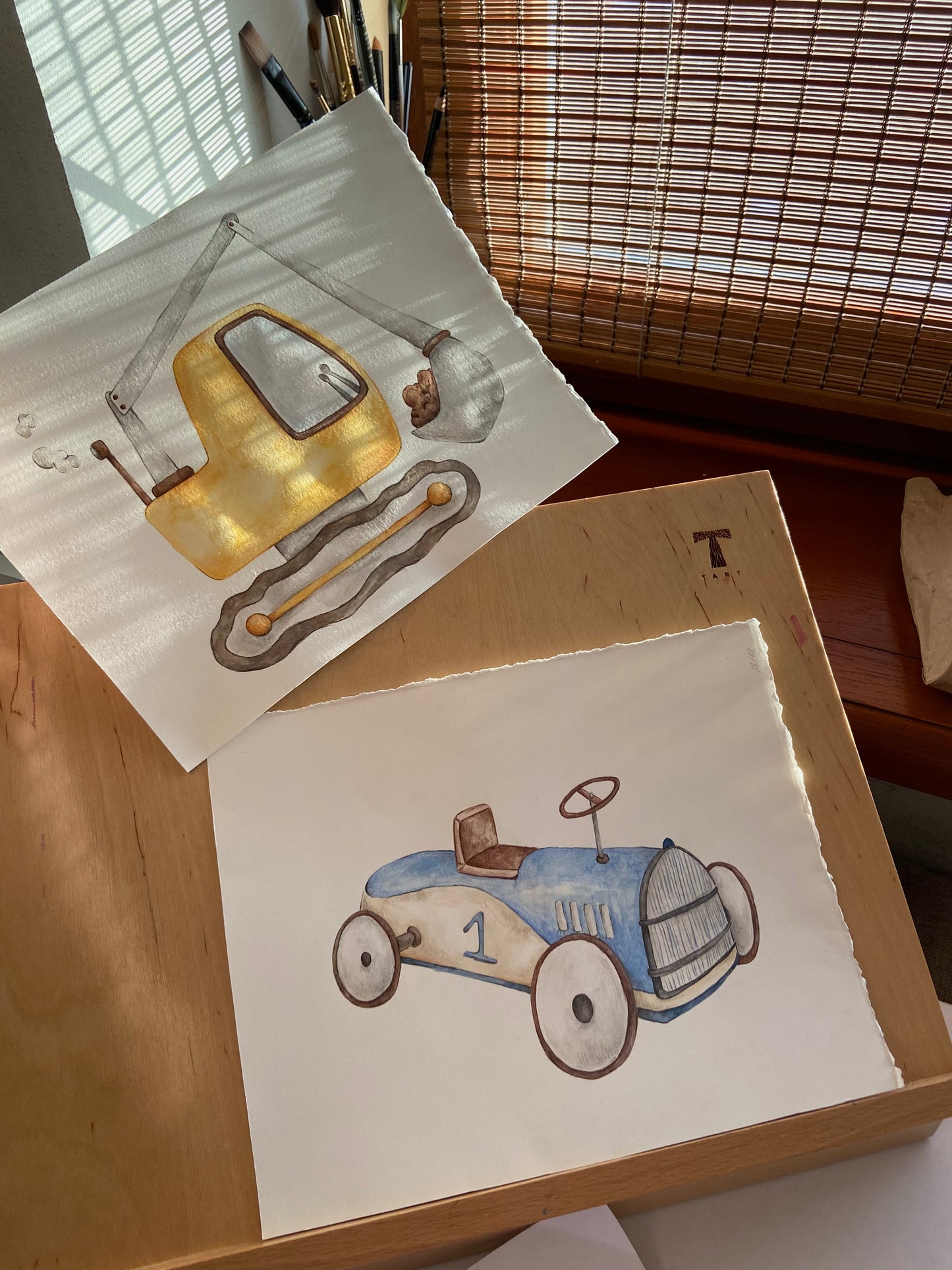 Vintage Race Car Nursery Art Print