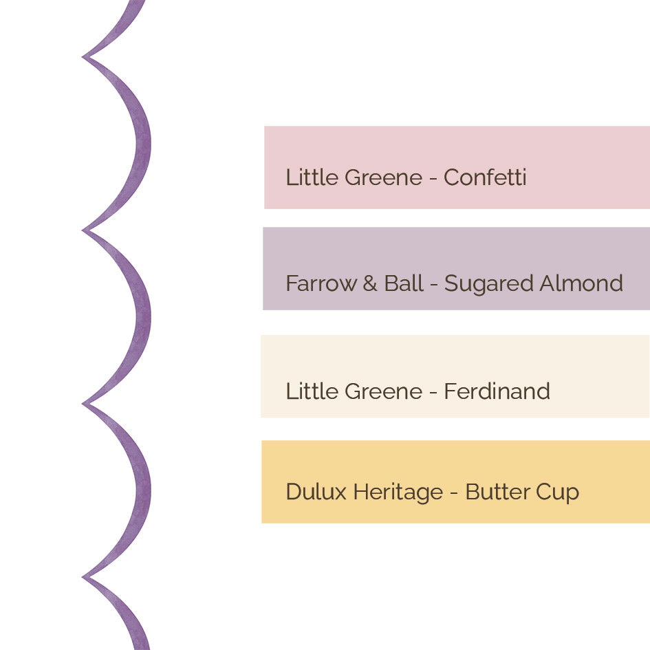 ScallopBorder__Lilac

Lilac scallop wallpaper border with a soft curved silhouette - perfect for grandmillennial and traditional interiors, and a thoughtful gift for baby showers, christenings, birthdays, and baby milestones.